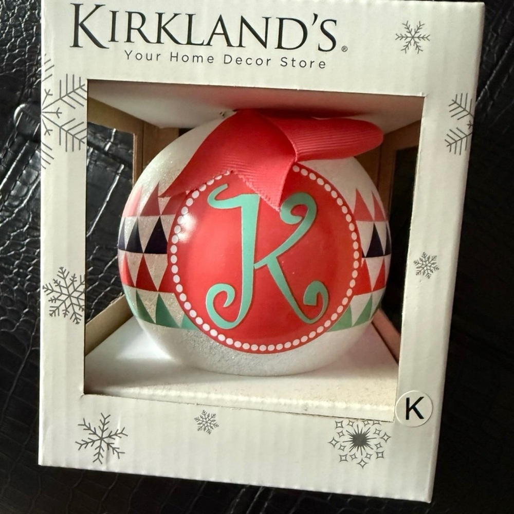 Kirklands Letter K Holiday Ornament